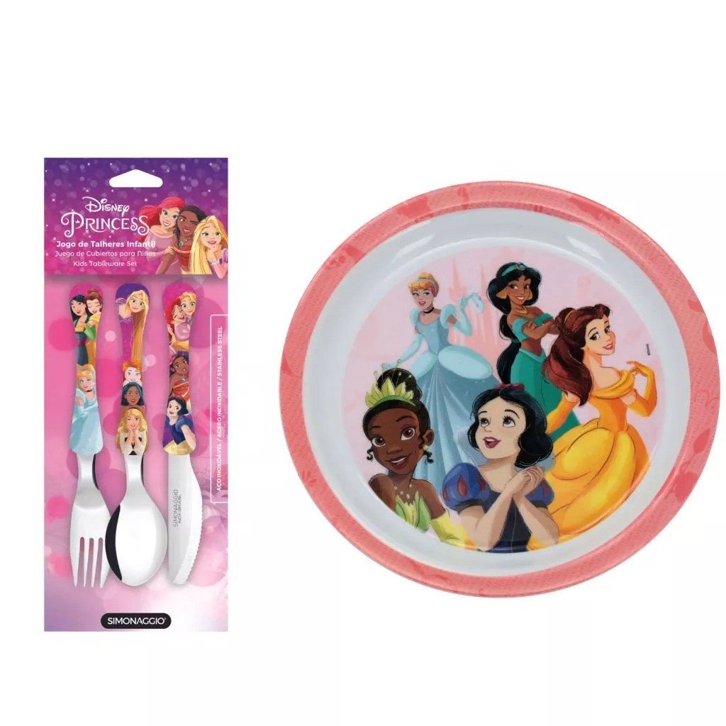 Kit Alimentação Infantil 2 Peças – Prato Fundo e Jogo de Talheres (Colher, Garfo e Faca)