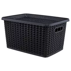 Caixa Organizadora com Tampa 5L Rattan São Bernardo OR26 Preta