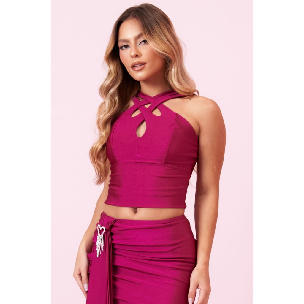 Blusa Feminina Up Glam Alça Transpassada Planet Girls Rosa
