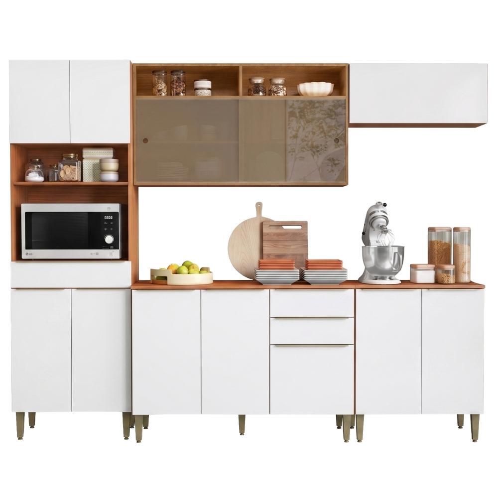 Armário de Cozinha Completa 12 Portas 3 Gavetas 100% MDF Reflecta Clara