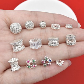 Acessórios de joalheria em prata com microincrustações, espaçadores de zircônia, pulseiras e colares artesanais DIY, con