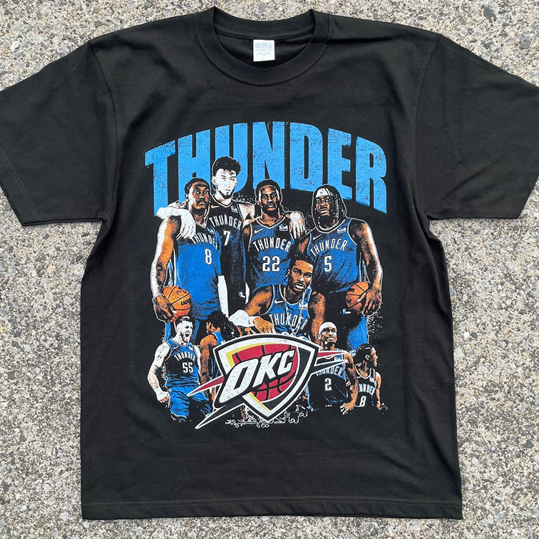 [Camiseta Premium em Algodão Puro]SISI Plus Size Estampada OKC Thunder Time Completo Streetwear Casual Basquete R