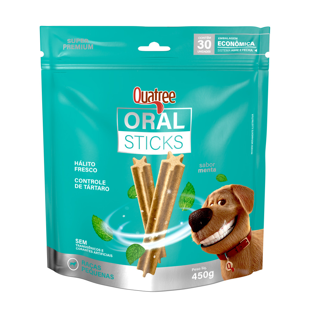 Snack Quatree para Cães Adultos Porte Pequeno Sabor Menta 450g