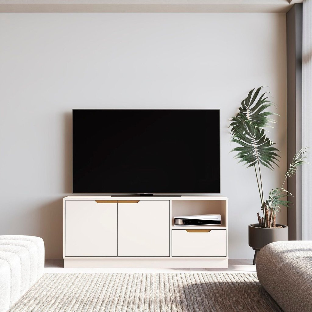 Rack para TV até 55 Polegadas 2 Portas 1 Gaveta 100% MDF 140cm Modular Bege Off White