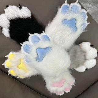 Pata de Kigurumi com Garras que Fazem Barulho, Patas de Fantasia de Animal Peludo, Produto Acabado de Pelúcia Fofo para 