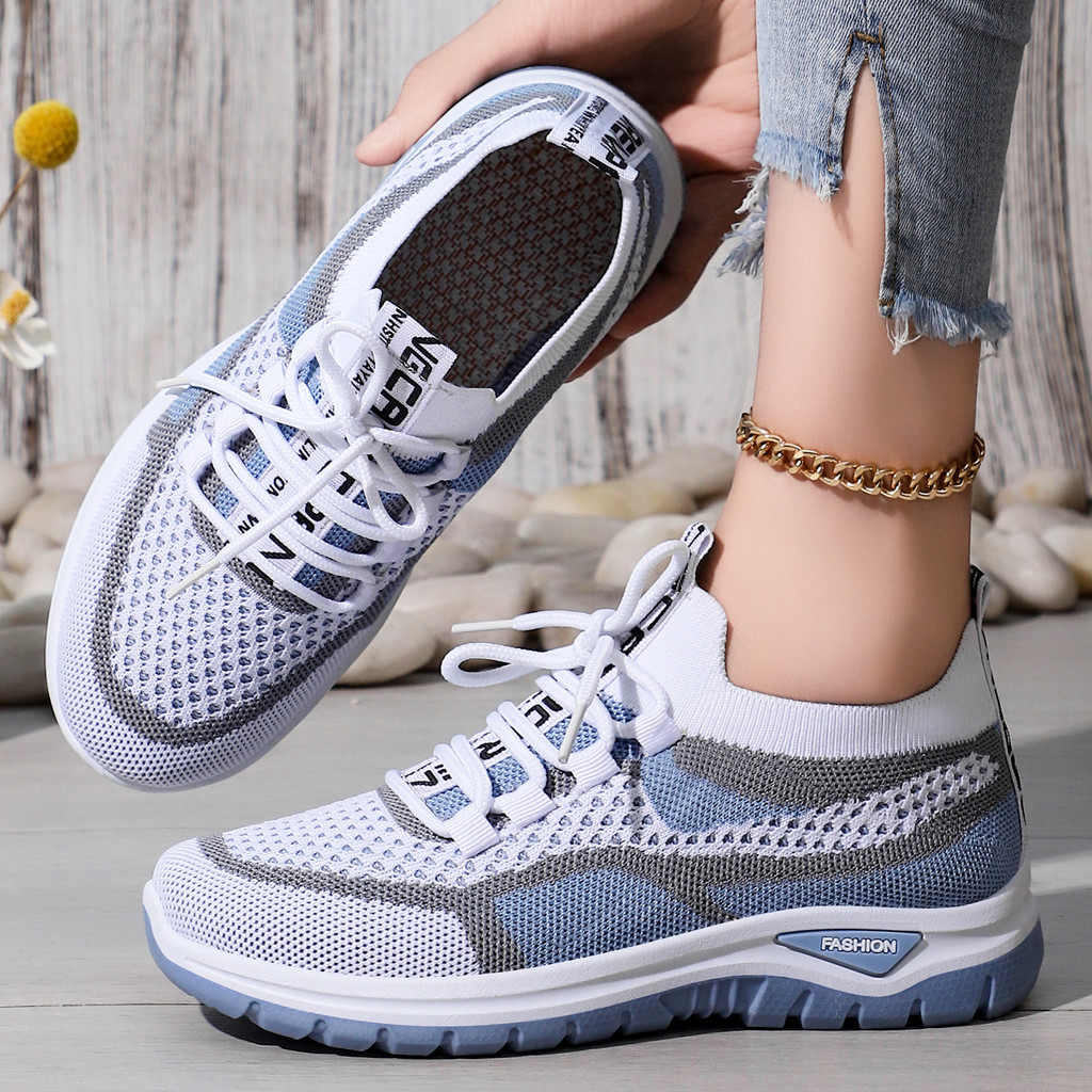 Sapatos femininos sapatos na moda novo estilo malha respirável sapatos esportivos casuais sola macia confortável
