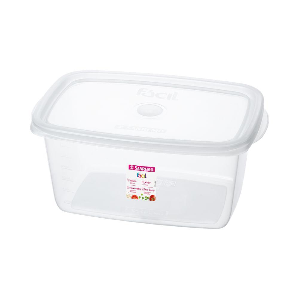 Kit 12 Potes Plásticos Retangulares Fácil Cristal 1,4L e 3,2L Sanremo — imagem 2 de 2