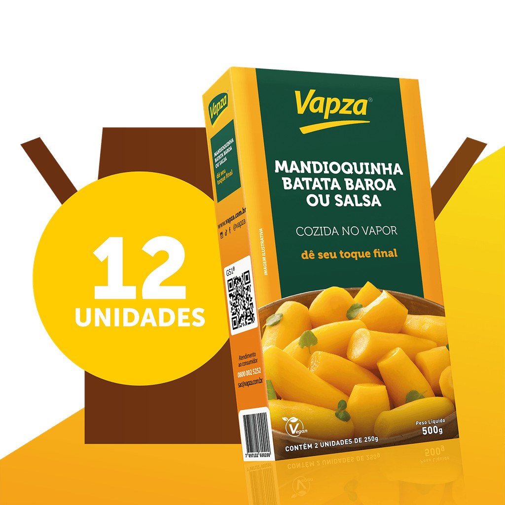 Kit com 12 Mandioquinhas Cozidas no Vapor 500G Vapza
