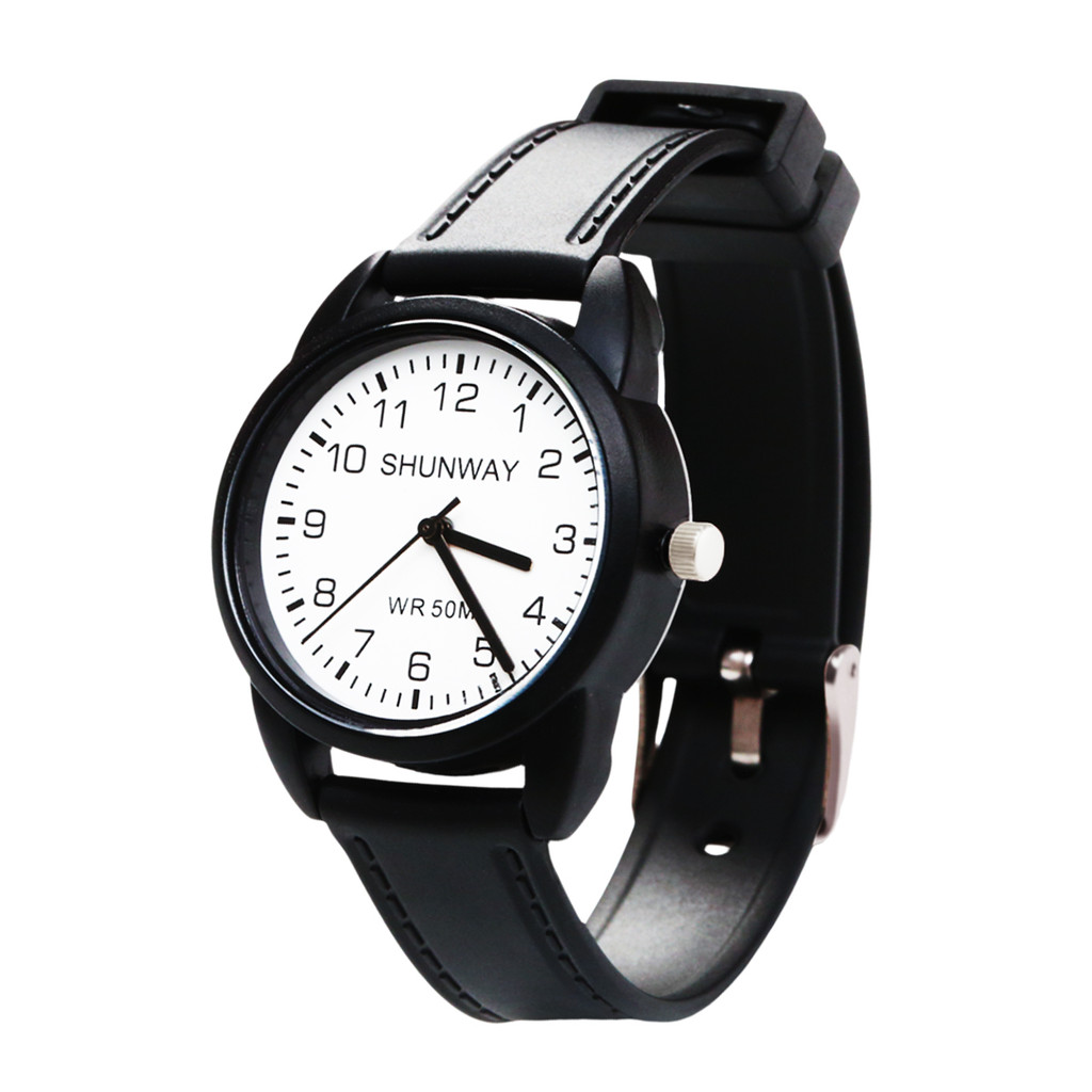 Relógio Analógico Masculino Shunway 50M Silicone Preto