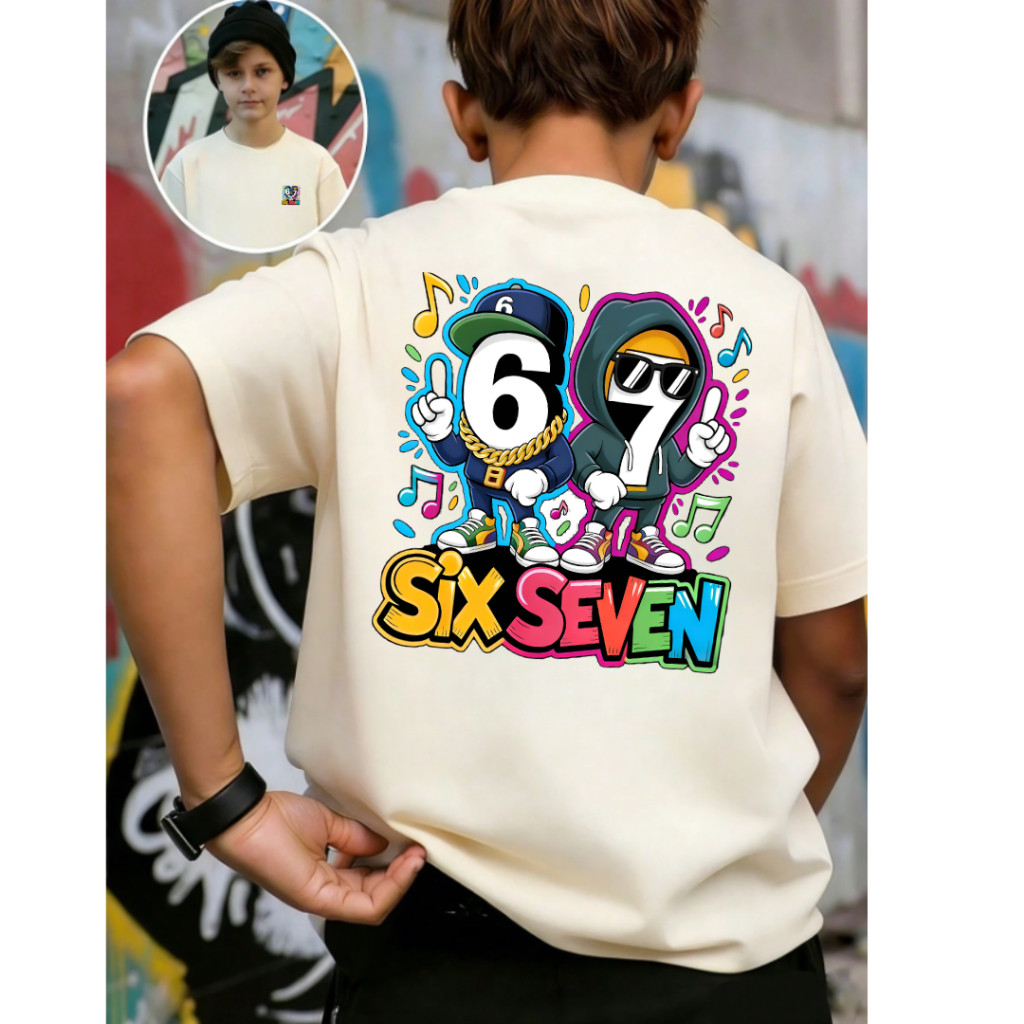 Camiseta/Camiseta Infantil Six Seven Ideal Para Jovens Camisa 100% Algodão Costura Ombro a Ombro FHS