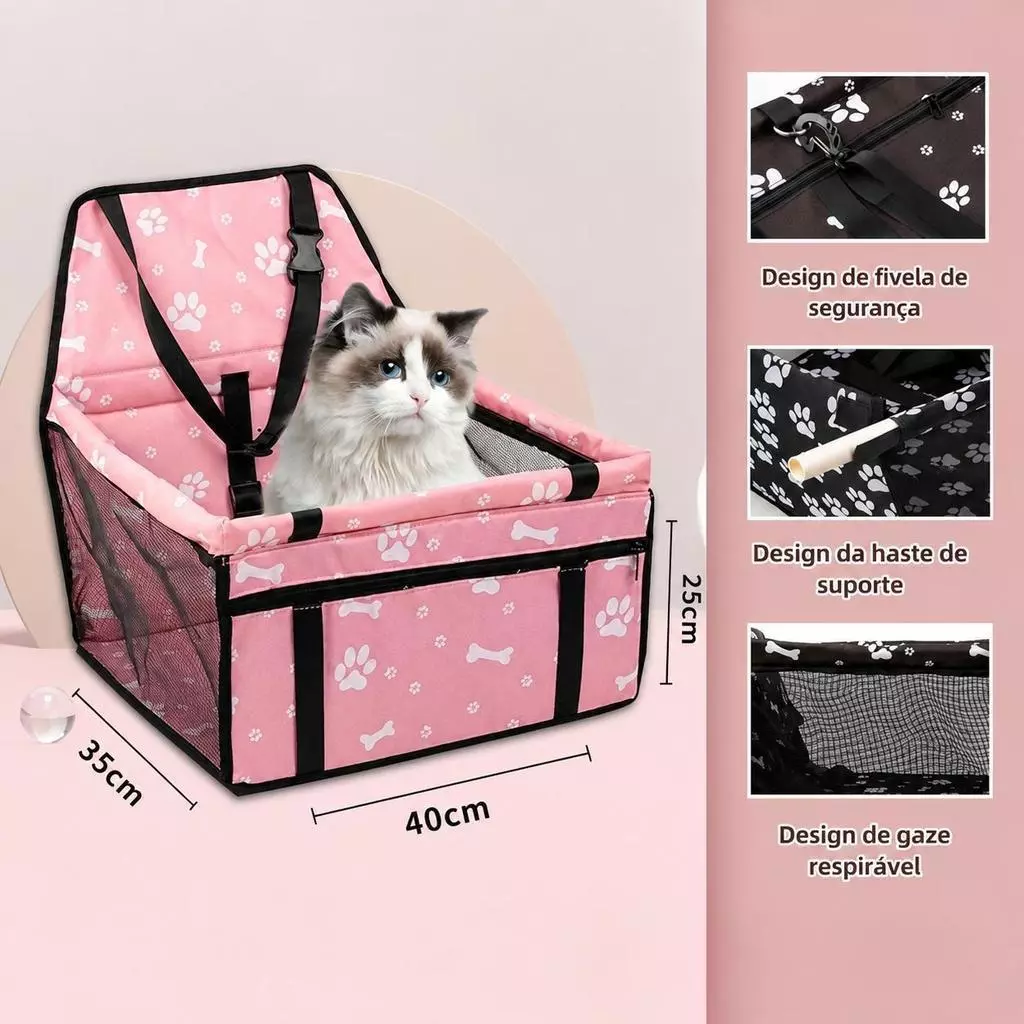 Assento Cadeirinha Pet Para Carros Viajar Transporte Cachorro e Gatos-Raças Pequeno Porte até 10kg — imagem 1