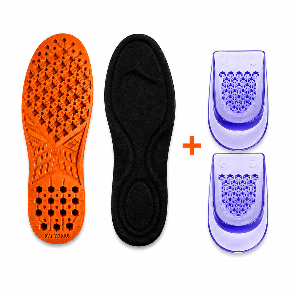 Kit Palmilha Ortopédica Anatômica Gel + Calcanheira em Silicone Macia