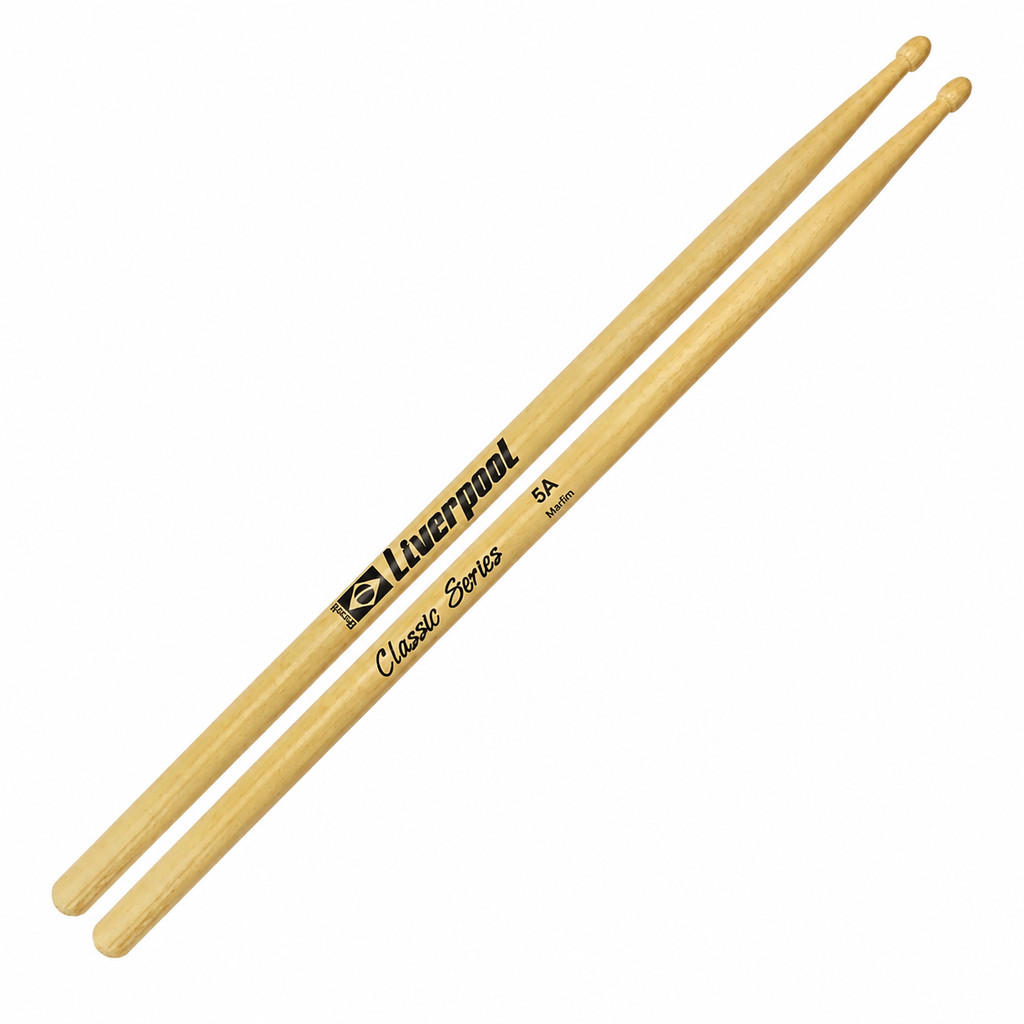 Par de Baqueta Liverpool LL 5AM Madeira Ponta Oval 5A Para Bateria Classic Series Original