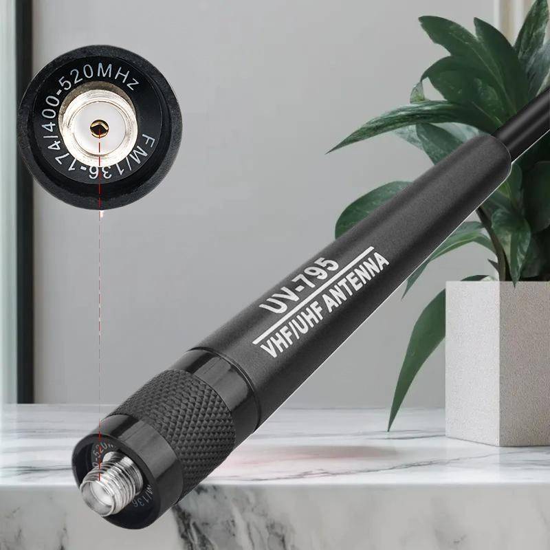 Chuaniaji AR-795 SMA-F Fêmea Banda Dupla VHF/UHF 136-174MHz/400-520MHz Antena Macia Para UV-5R-82 BF-888S Walkie Talkie 