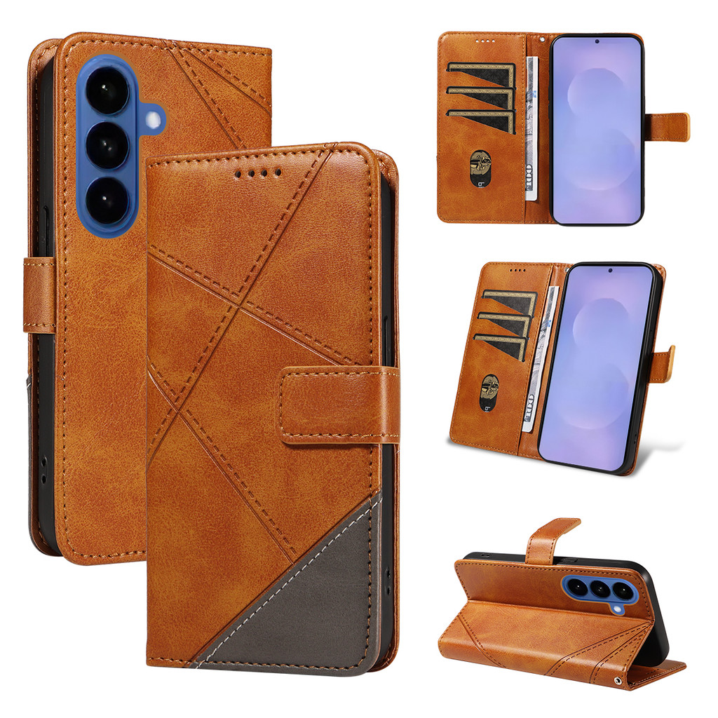 Flip Cards Solt Emendado Capa De Couro Acolchoado Para Samsung S26 Ultra S25 S24 S23 S22 A18 A27 A17 A37 A57 A16 A06 À P