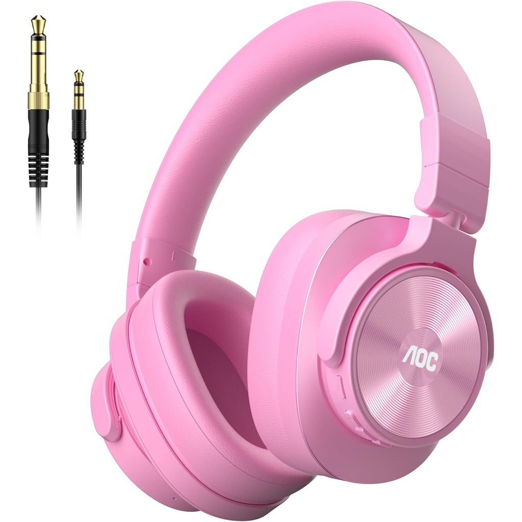 Fones de Ouvido Bluetooth Over Ear AOC, Fones de Ouvido Sem Fio para Monitoramento de Estúdio e Mixagem DJ com 72 Horas 
