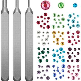 Kit de Punções para Estampagem de Metal com Cristais de Fundo Plano Inclui 3 Peças de Ferramentas para Estampagem de Joi