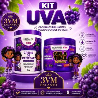 Kit Super Cachinhos Infantil Hidralise Kids Creme de Pentear 1kg + Gelatina Ativadora 500ml