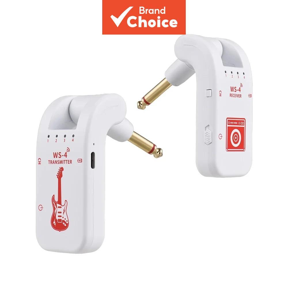 WS-4 Kit Receptor Transmissor De Guitarra Branco 4 Canais Recarregável Sistema De Instrumento 2.4G Com Acessórios Comple