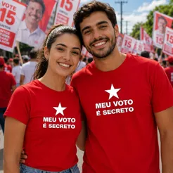 Camiseta Unissex Meu Voto È Secreto Modelo Partido Pt 100% Algodão Qualidade Premium