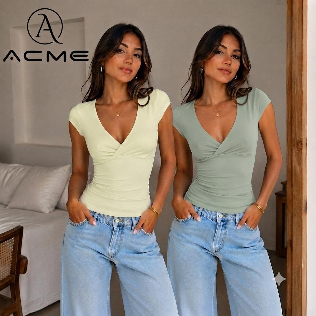 Camiseta Poliamida Basica Slim gola V Modelagem Ajustado