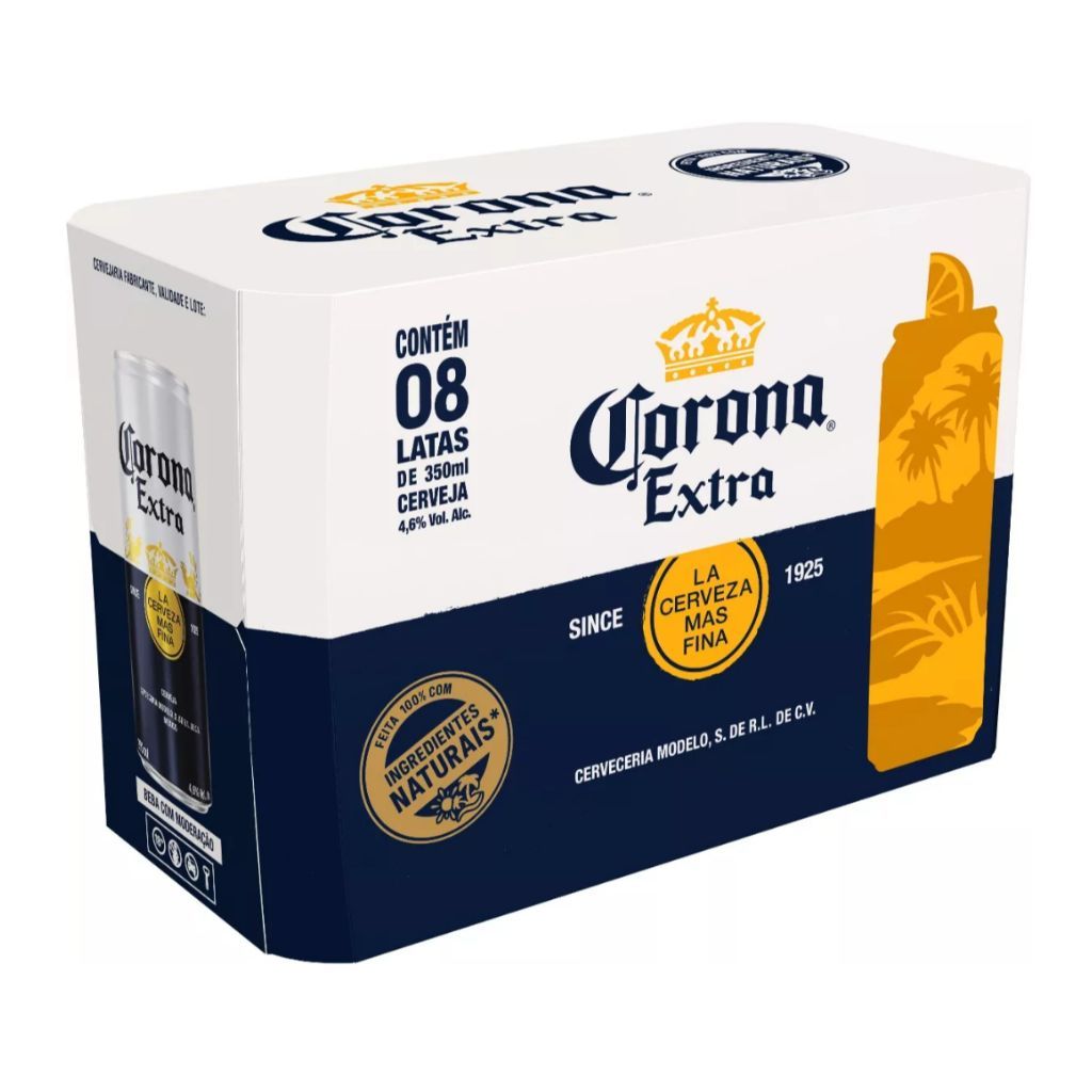 Cerveja Corona Extra Lata 350ml - Pack 8 Unidades