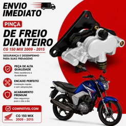 Pinça Cilindro De Freio Inferior Honda Titan 150 Mix 2009 Até 2015 Com Pastilhas Completo