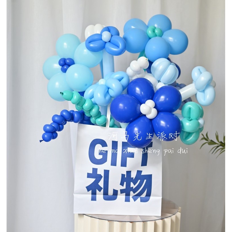 Sr. Hipopótamo festa balão azul buquê Material pacote piquenique foto balão janela decoração Tutorial gratuito