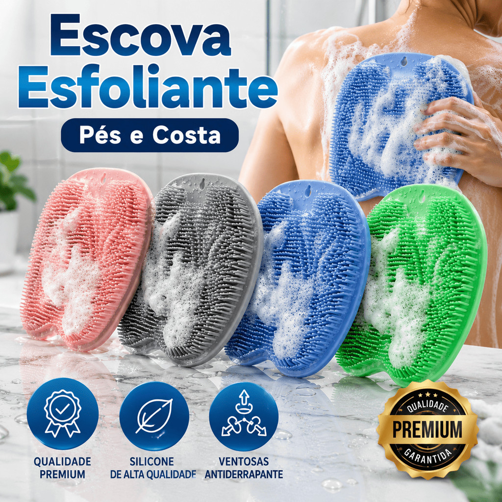 Escova Esfoliante Massageadora de Silicone para Pés e Costas com Ventosas Antiderrapante para Banho