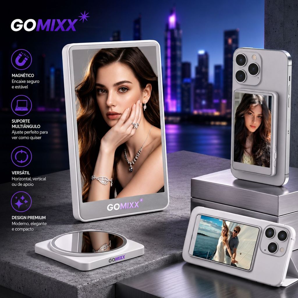 Tela Magnética Monitor Para Celular Sem Fio Smartphone Selfie Vlog Gravação