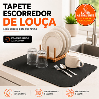 Tapete Escorredor de Louça 70x35cm Grande Absorvente e Antiderrapante para Cozinha