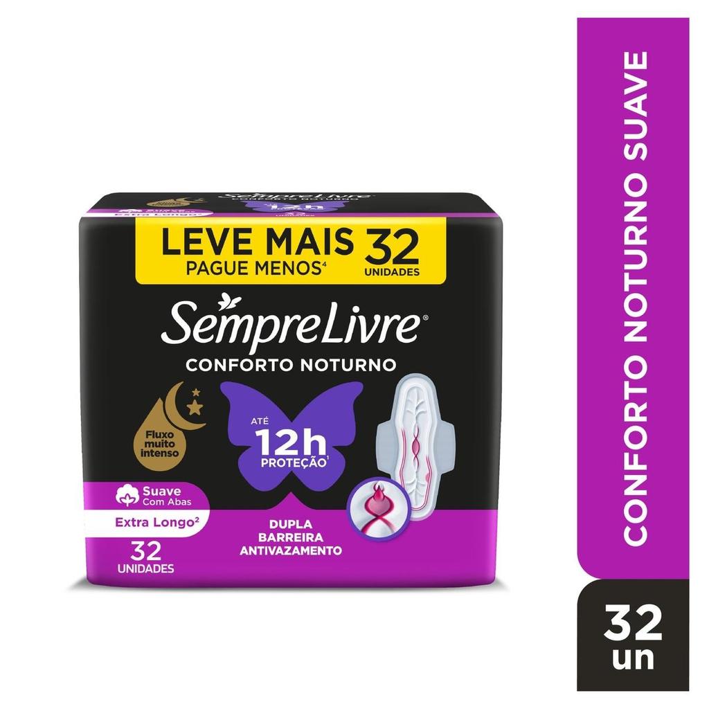 Absorvente Externo Sempre Livre Adapt Plus Noite e Dia Cobertura Suave com Abas