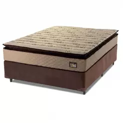 Cama Box Casal Queen Colchão Espuma D33 Pillow Top Van Gogh 158x198x67cm Suede Marrom Hellen