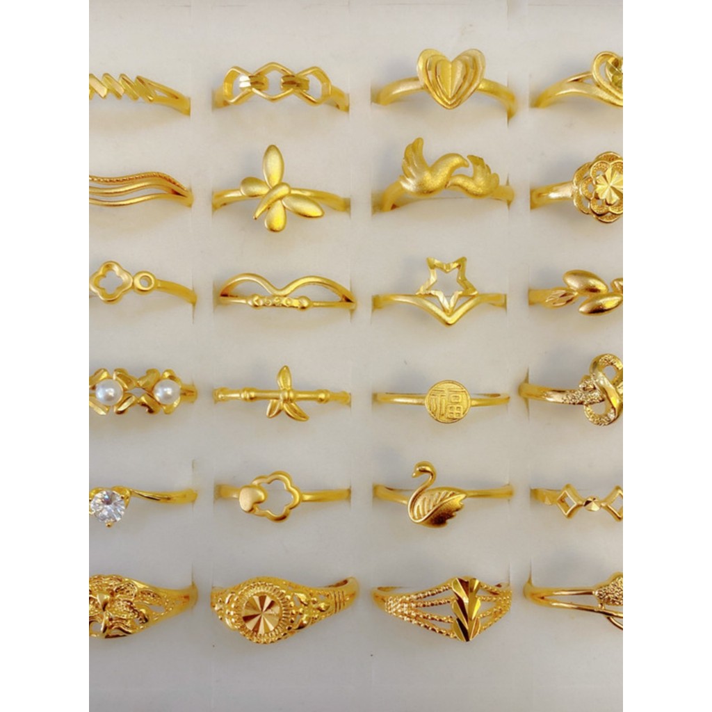 Areia ouro anel de venda quente ajustável feminino imitação anel de ouro torção amor estrelas de longa duração cor-desbo