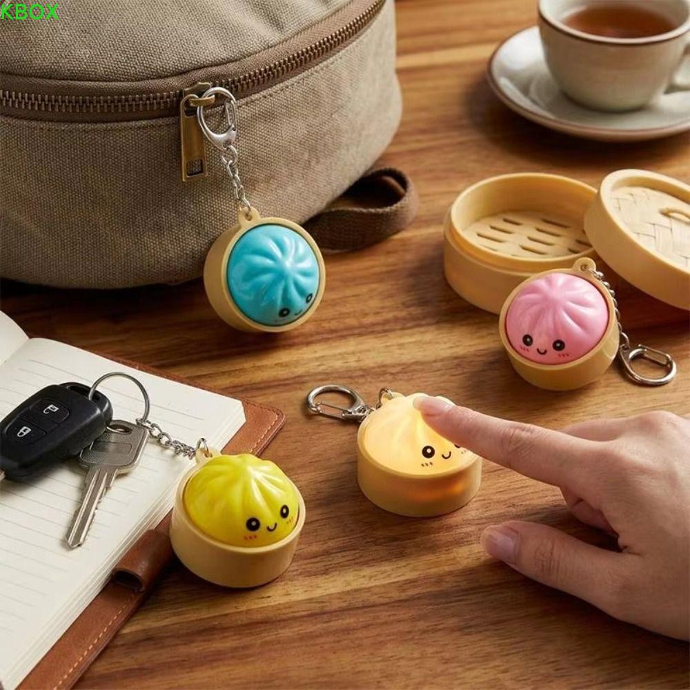 KBOX Mini Dumplings Squishy , Com Pingente De Vapor Iluminado Chaveiro De Pão Cozido No , Pitada Fofa