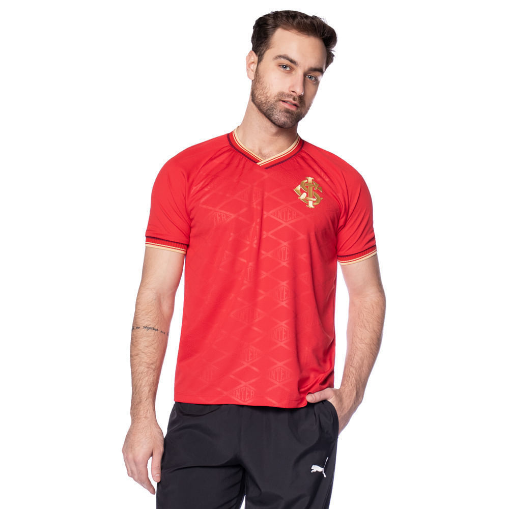 Camiseta Masculina Betel Inter Gold Losango Vermelho/Dourado