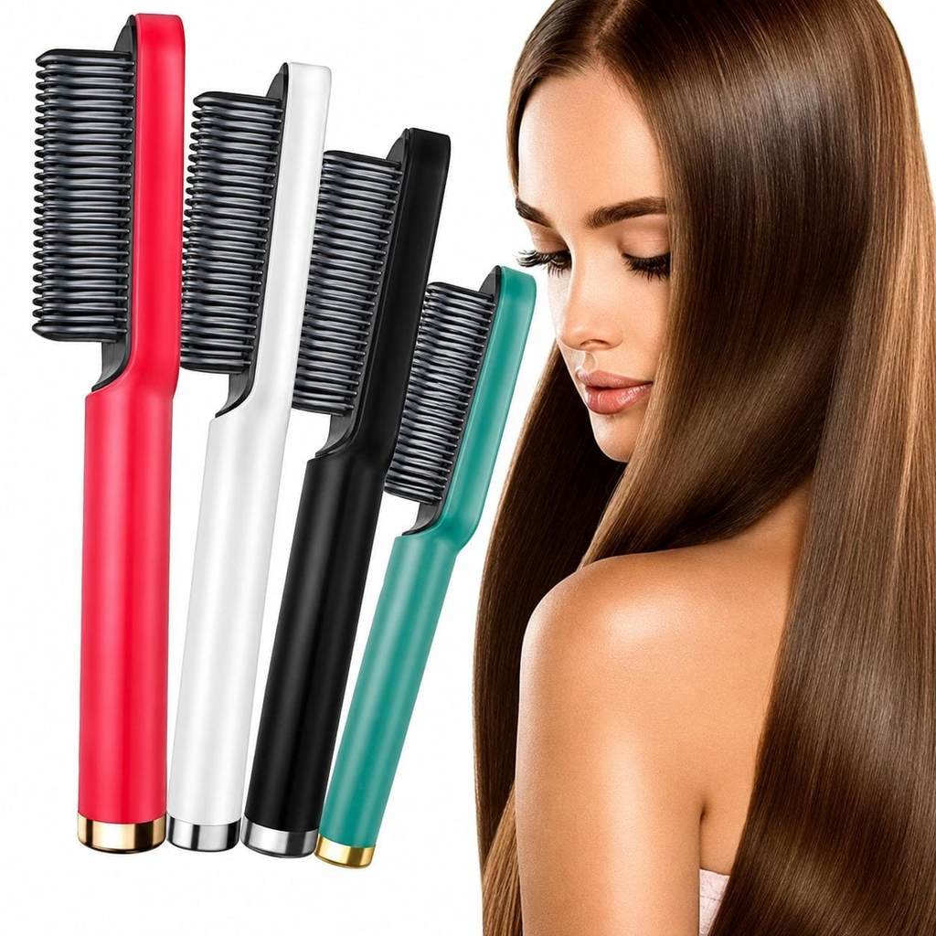Escova Alisadora De Cabelo Eletrica Pente Alisador Antifrizz Bivolt Secadora E Modeladora