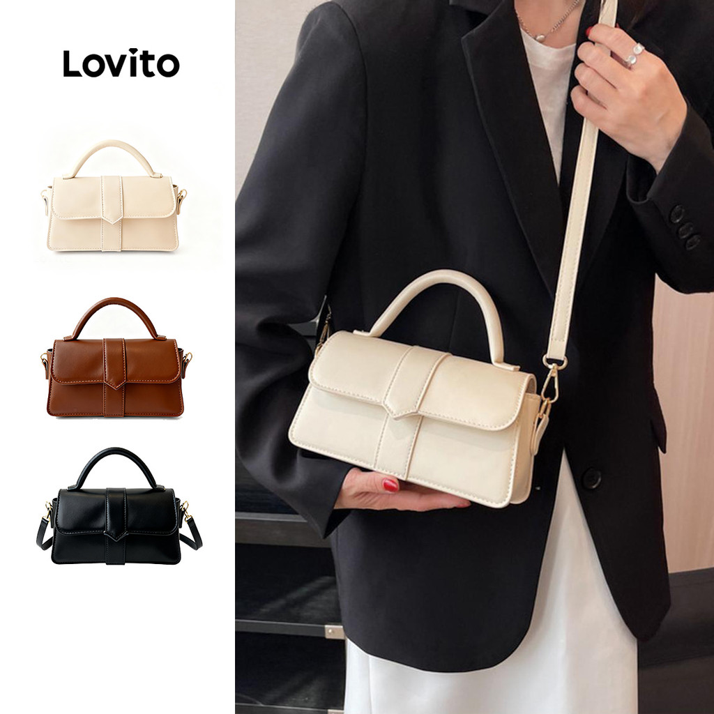 Lovito Chique Elegante Bolsa de ombro pequena simples e para mulheres LFA57110
