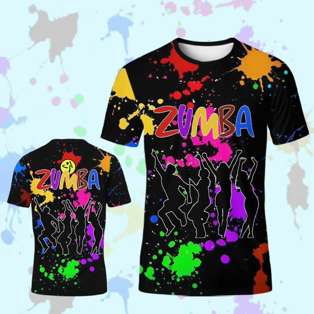 Rainbow Zumba 3D Impresso Padrão Camiseta Feminina Lazer Esportes Dança Moda Elegante Respirável Confortável Em Torno Do