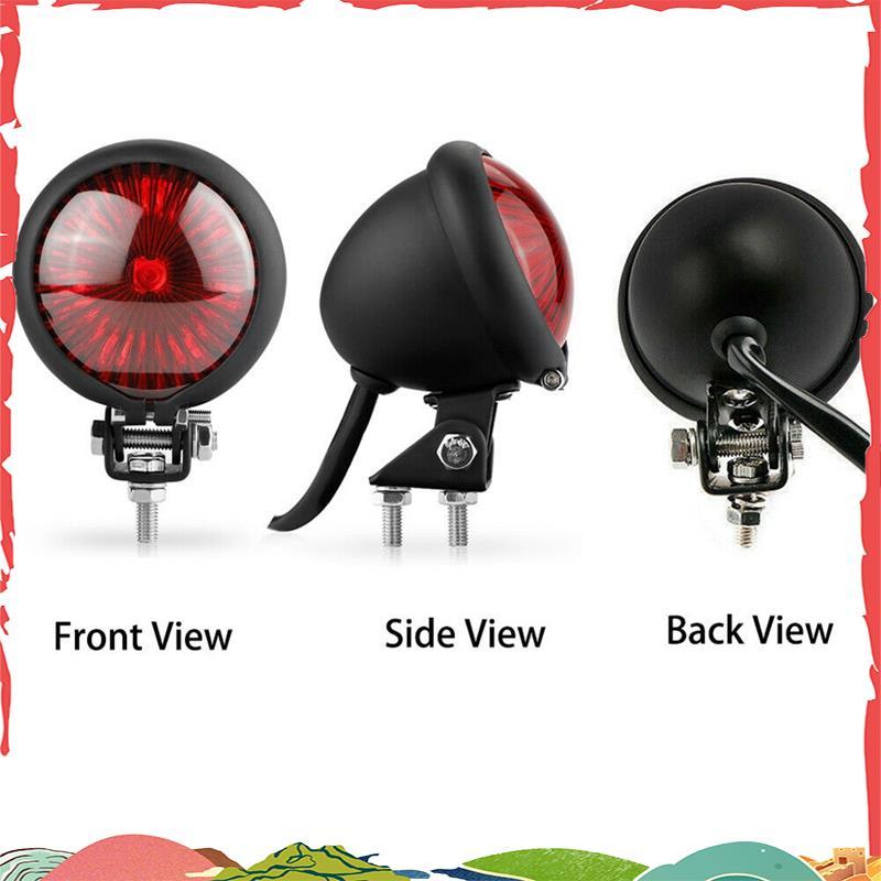 Motocicleta 12V LED Luz Traseira De Parada Lente Vermelha Para Acessórios Lâmpada De Freio Retrô