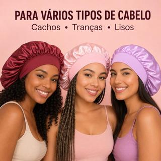 Kit Touca De Cetim 1/2/3 Unidades, Faixa Larga Confortável Para Dormir, Cabelos Cacheados E Trançados