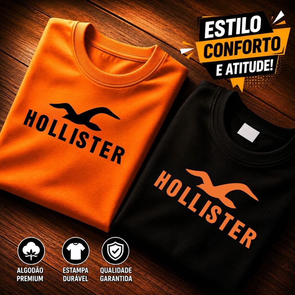 Kit Com 2 Camisetas Masculina HLS Lançamento 100% Algodão Premium Confortável Camisa Blusa Várias Cores