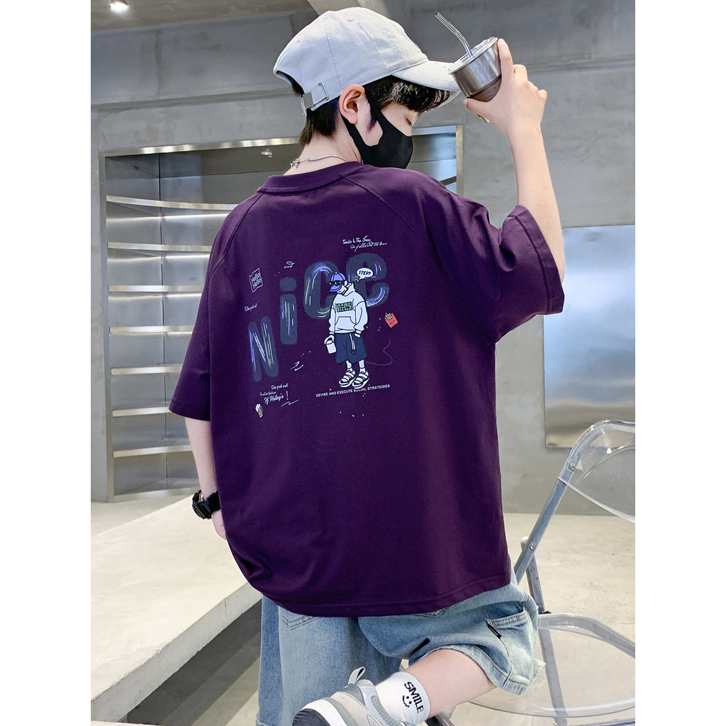 Meninos camiseta de manga curta roupas de verão 2026 novo estilo médio grande crianças soltas legal camiseta verão bonit