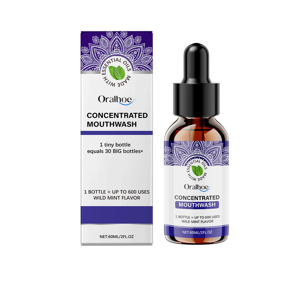 Enxaguante bucal Oralhoe Mint para clareamento dental, cuida suavemente dos dentes, limpa e refresca, o enxaguante bucal