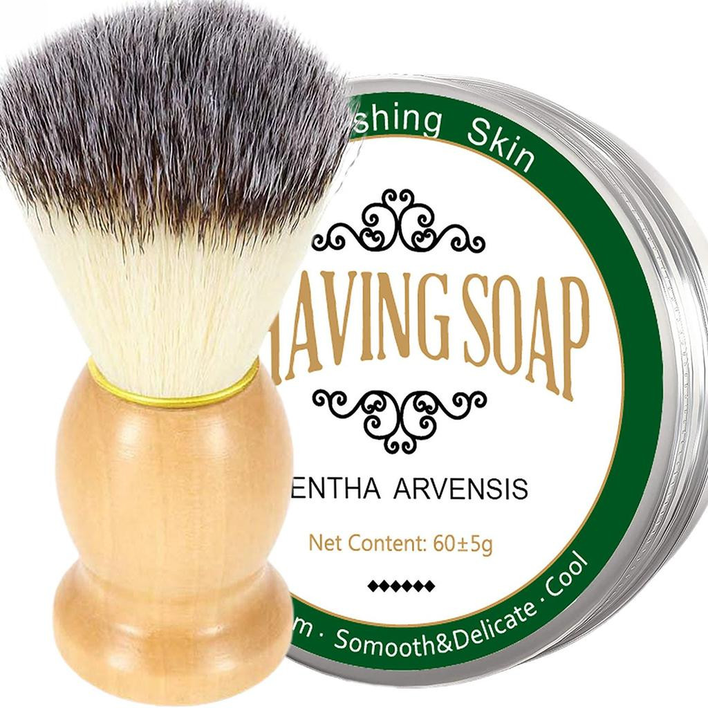 60g Sabonete de Barbear Masculino com Espuma Rica, Aroma Suave de Menta, Creme Suavizante para Barba