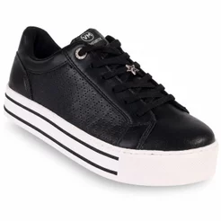 Tênis Feminino Casual Flatform Via Marte Confortável Leve Anatômico Preto com Solado Branco
