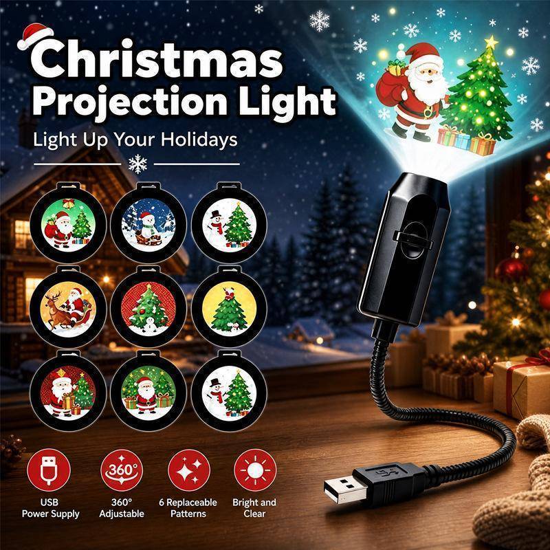 [jageekt] Lâmpada De Projetor Portátil Alimentada Por USB HD Padrões De Natal E Halloween Para Quarto Interno Decoração