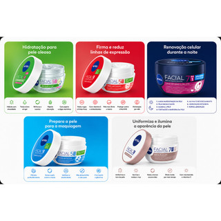 NIVEA - Creme Facial 100g - Antissinais - Nutritivo - Noturno - Gel Fresh - Pele Negra -  Lata 29g, 56g, 145g