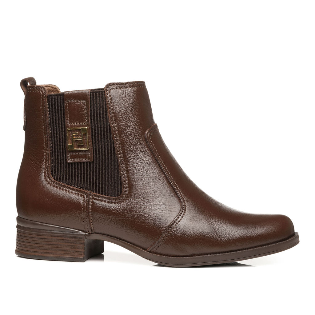 Bota Pegada Feminina em Couro Pinhão Cano Curto 282003-15