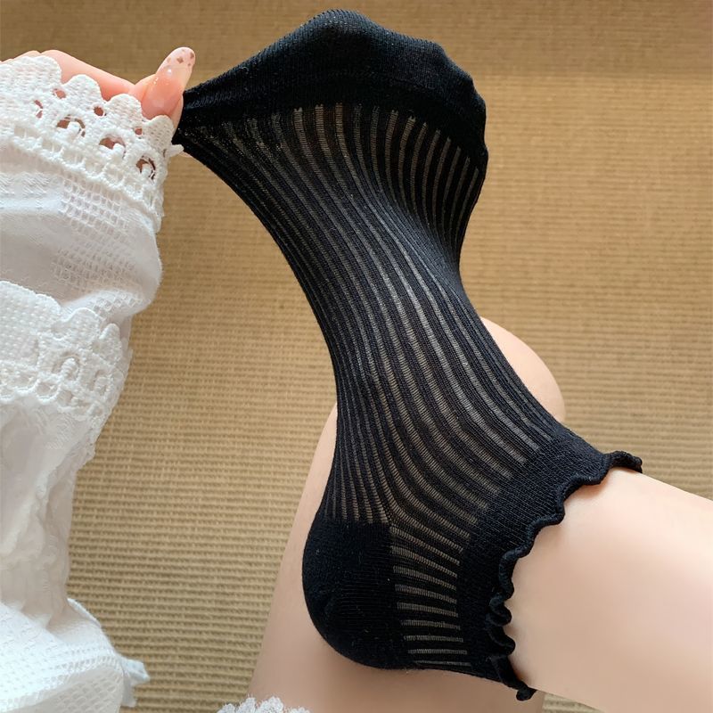 Meias femininas verão renda fina oco meias absorvente de suor respirável desodorante senhoras ins na moda simples All-Ma